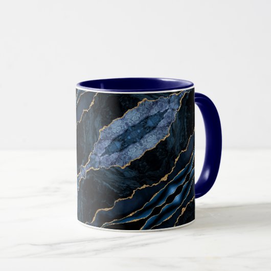 Navy Blue Gold Coffee Tasse (VorderseiteRechts)