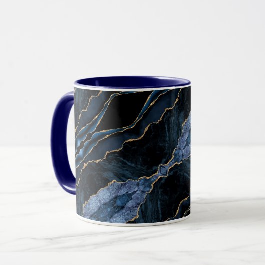 Navy Blue Gold Coffee Tasse (Vorderseite Links)