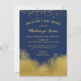 Navy Blue Gold Confetti Baby Shower Einladung Jung