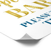 Navy Blue Gold Confetti Popcorn Bar Sign Poster (Ecke)