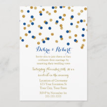 Navy Blue Gold Confetti Vow Renewal Einladung