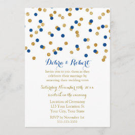 Navy Blue Gold Confetti Vow Renewal Einladung