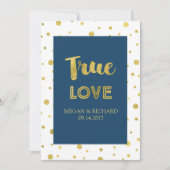 Navy Blue Gold Confetti Vow Renewal Einladung (Vorderseite)