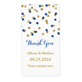 Navy Blue Gold Confetti Wedding Labels