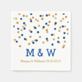 Navy Blue Gold Confetti Wedding Monogram Serviette (Vorderseite)
