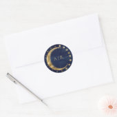 Navy Blue Gold Crescent Moon Wedding Umschlag Aufk Runder Aufkleber (Umschlag)