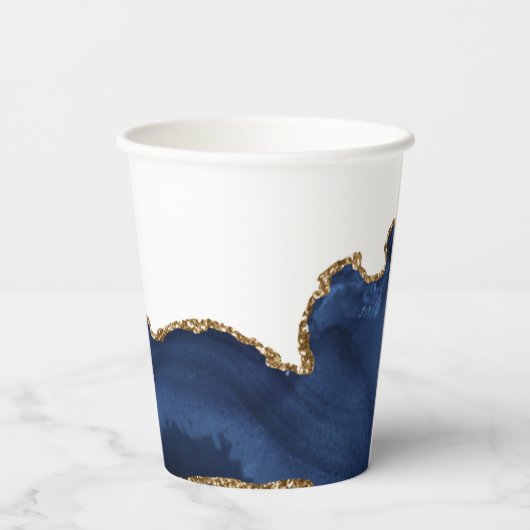 Navy Blue Gold Cross Custom Confirmation Party Pappbecher (Rückseite)