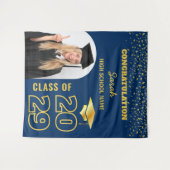 Navy Blue Gold Custom Abschluss Background & Foto Wandteppich (Vorderseite (Horizontal))