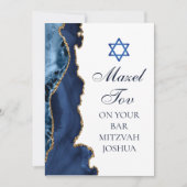 Navy Blue Gold Custom Bar Mitzvah Mazel Tov Karte (Vorderseite)
