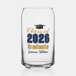 Navy Blue Gold Custom Class of 2026 Graduation Dosenglas