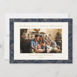 Navy Blue Gold Custom Foto Weihnachtskarte Feiertagskarte