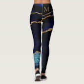 Navy Blue Gold Custom Letter and Name Leggings (Rückseite)