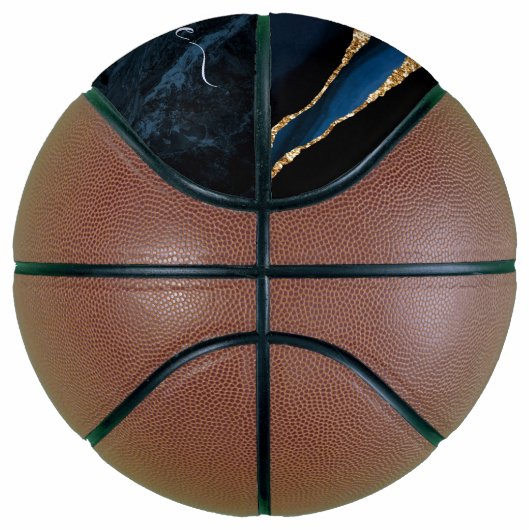 Navy Blue Gold Custom Letter Name Basketball (Rechts)