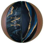 Navy Blue Gold Custom Letter Name Basketball (Vertikal)