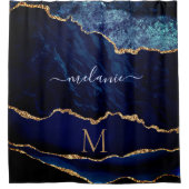 Navy Blue Gold Custom Letter Name Dusche Vorhang (Vorderseite)