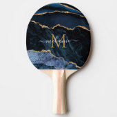 Navy Blue Gold Custom Letter Name Ping Pong Paddle Tischtennis Schläger (Vorderseite)