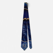 Navy Blue Gold Custom Letter Your Name Neck Tie Krawatte (Vorderseite)