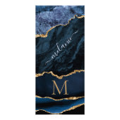 Navy Blue Gold Custom Letter Your Name Rack Card Werbekarte (Hinten)