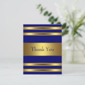 Navy Blue Gold Dankeschön Card Dankeskarte (Stehend Vorderseite)