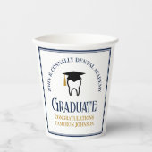 Navy Blue Gold Dental School Graduation Party Pappbecher (Vorderseite)