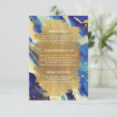 Navy Blue Gold Details Card für Hochzeitsfeiern Begleitkarte (Stehend Vorderseite)