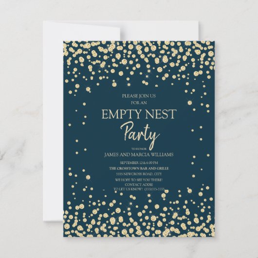 Navy Blue Gold Diamond Glitzer Empire Nest Party Karte (Vorderseite)
