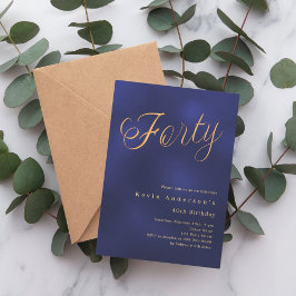 Navy Blue Gold Drehbuch 40. Geburtstag Einladung