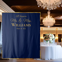 Navy Blue Gold Edge Mr. Wedding Wall Hintergrund