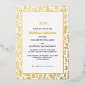 Navy Blue Gold Elegant Luxury Wedding Folieneinladung (Vorderseite)