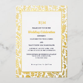 Navy Blue Gold Elegant Luxury Wedding Folieneinladung