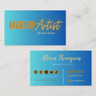 Navy Blue Gold Elegante Makeup Artist Visitenkarte