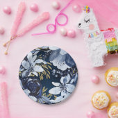 Navy Blue & Gold Elegante Moderne Wasserfarben Pappteller (Party)