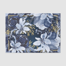 Navy Blue & Gold Elegante Moderne Wasserfarben Seidenpapier