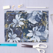 Navy Blue & Gold Elegante Moderne Wasserfarben Seidenpapier (Handwerk)