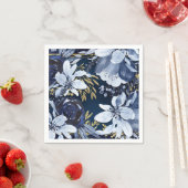 Navy Blue & Gold Elegante Moderne Wasserfarben Serviette (Beispiel)