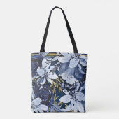 Navy Blue & Gold Elegante Moderne Wasserfarben Tasche (Rückseite)