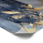 Navy Blue Gold Fantasy Surreal Moon Woman Wall Art Poster (Ecke)