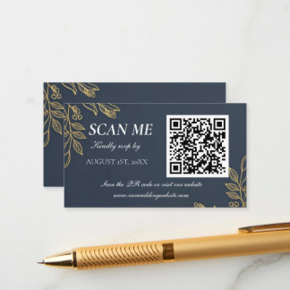 Navy Blue Gold Feather Wedding RSVP Enclosure Card Begleitkarte