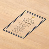 Navy Blue Gold First Heilige Kommunion Boy's Acryleinladungen (Ablage )