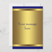 Navy Blue Gold Flat Dankeschön Karte (Rückseite)
