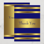 Navy Blue Gold Flat Dankeschön Karte (Vorne/Hinten)