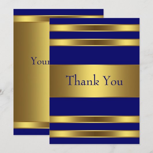 Navy Blue Gold Flat Dankeschön Karte (Vorne/Hinten)