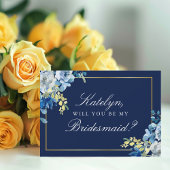 Navy Blue Gold Floral Einladung