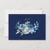 Navy Blue Gold Floral Elegant Abend Kindly Antwort (Rückseite)