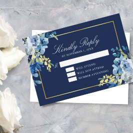 Navy Blue Gold Floral Elegant Abend Kindly Antwort