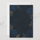 Navy Blue Gold Floral Wedding Einladung (Rückseite)