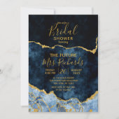 Navy Blue Gold Foil Agate Bridal Dusche Einladung (Vorderseite)