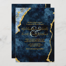 Navy Blue Gold Foil Agate Gilt Hochzeitseinladunge Einladung