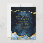 Navy Blue Gold Foil Agate Gilt Wedding Einladung (Vorderseite)