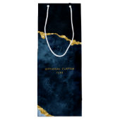 Navy Blue Gold Foil Agate Hochzeitsgratulation Geschenktüte Für Weinflaschen (Rückseite)